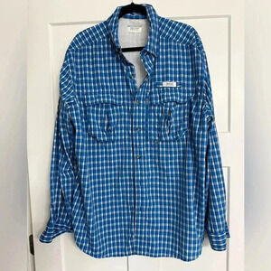 Gander Mountain Guide Series Long Sleeve Fishing Shirt Blue Plaid Size XL